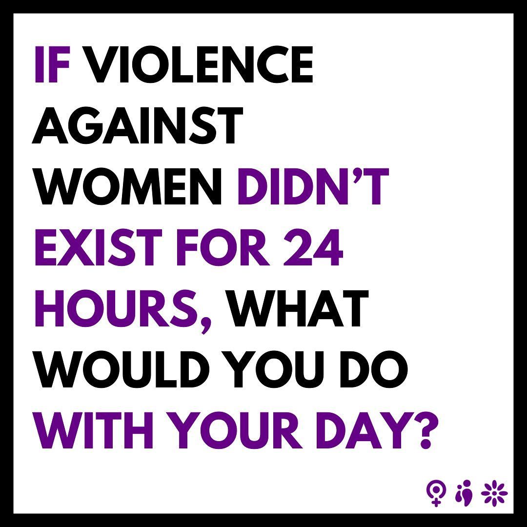 Image of text asking If violence against women didn't exist for 24 hours, what would you do with your day?