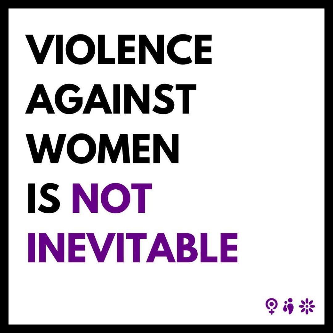 Image of text: Violence against women is not inevitable.