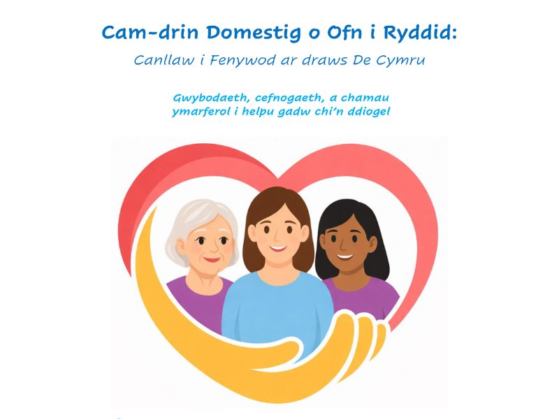 Image shows 3 smiling diverse women inside a heart. Text above reads: Domestic Abuse From Fear to Freedom - Guide To Domestic Abuse