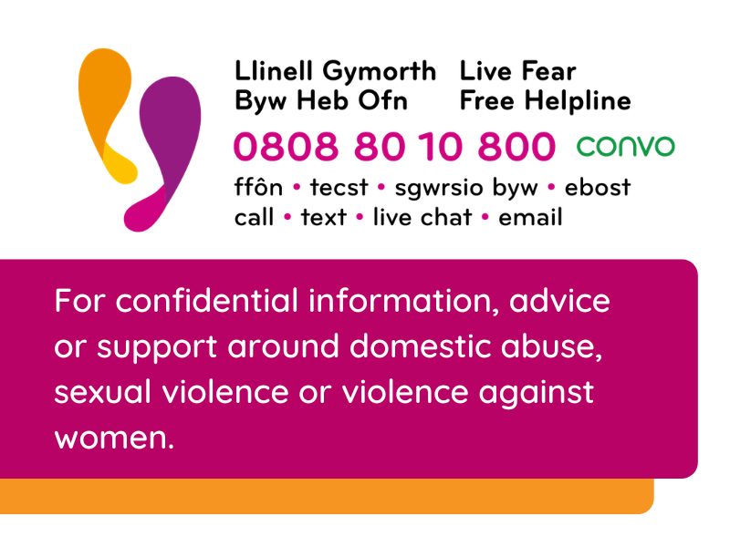 live fear free logo with helpline number: 0808 80 10 800